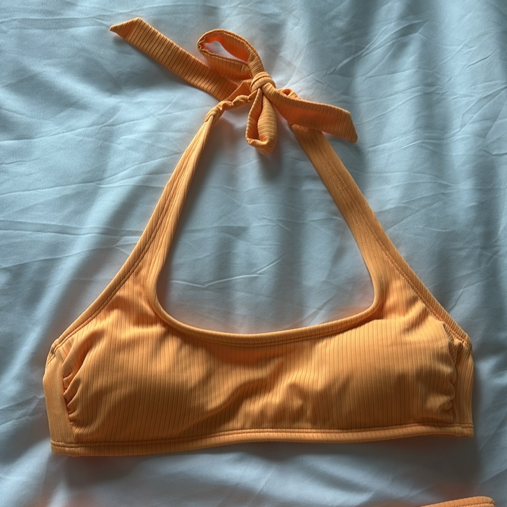 Bright Orange Ribbed Bikini Set - Picture 4 of 13